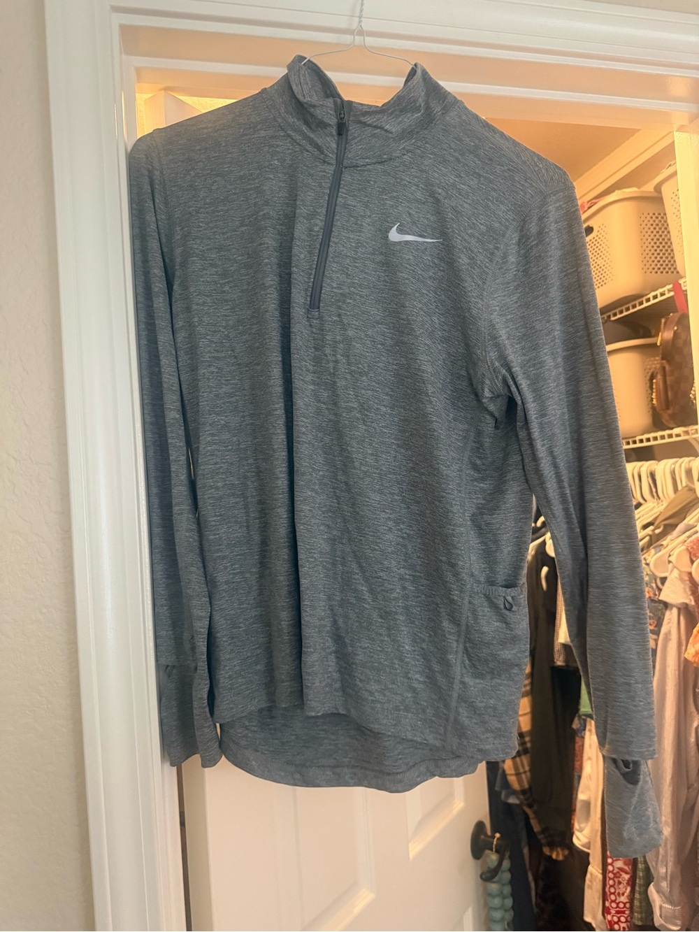 Nike Womens Heather Gray Quarter-Zip Pullover